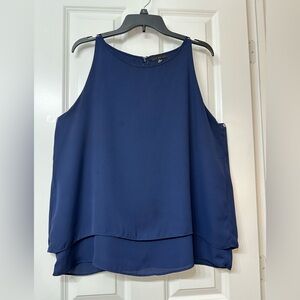 Willi Smith Navy Blue Sleeveless Blouse
